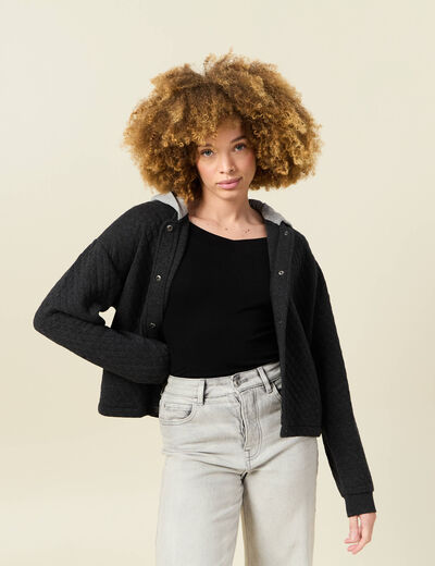 Gilet à capuche noir femme