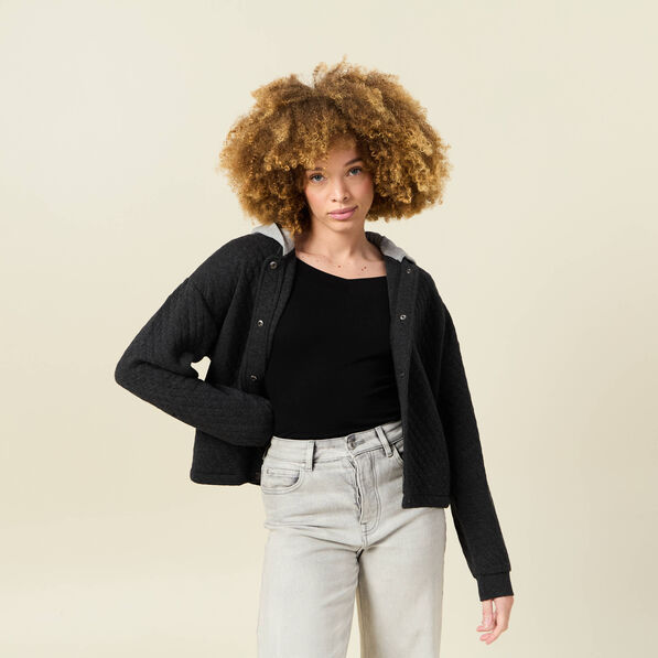 gilet a capuche noir femme Gilet à capuche noir femme