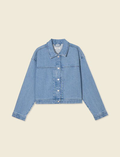 Blouson boutonné en jean denim used femme