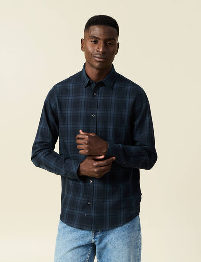 Chemise manches longues bleu marine homme