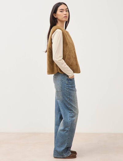 Gilet sans manches doubl&eacute; camel femme