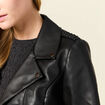Blouson ajusté simili cuir noir femme