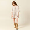 Robe évasée manches 3/4 blanc femme