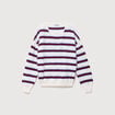 Pull col rond manches longues en coton marron chocolat femme