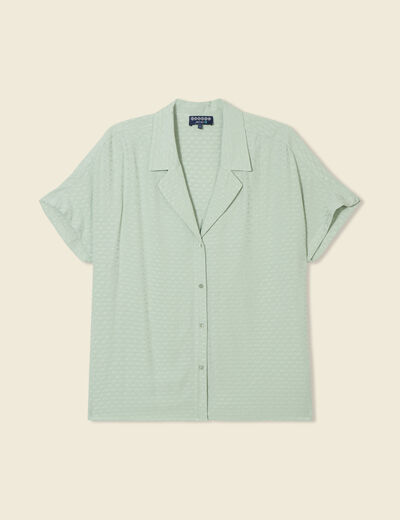 Chemise manches courtes vert olive femme