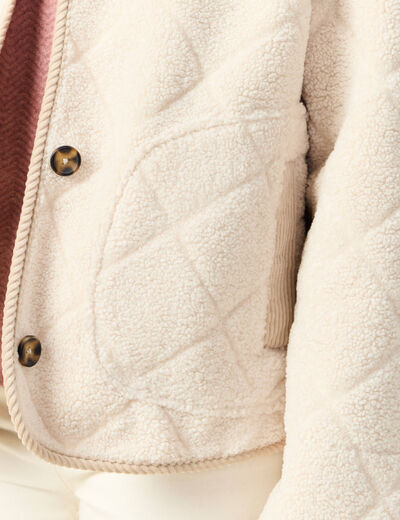 Blouson bouclette creme femme