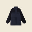 Manteau manches sherpa bleu marine femme