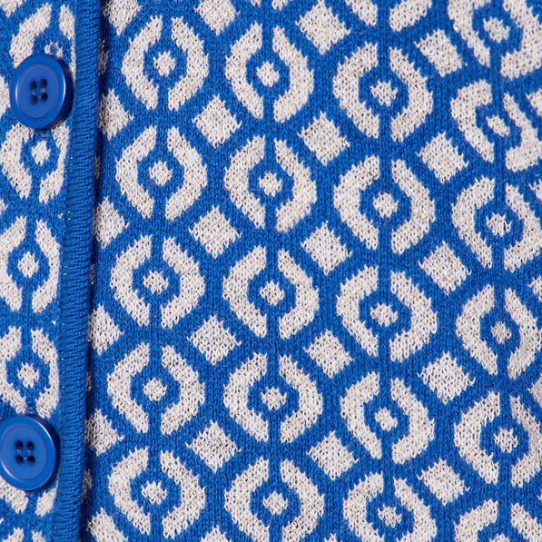 Gilet manches longues boutonné bleu femme