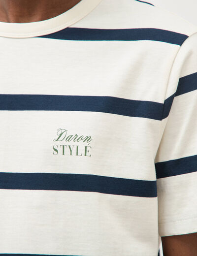 T-shirt col rond manches au coude ecru homme