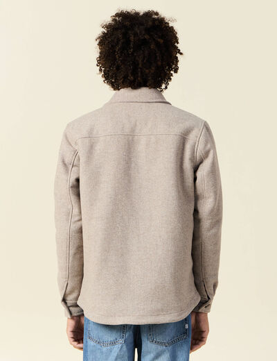 Surchemise boutonn&eacute;e beige homme
