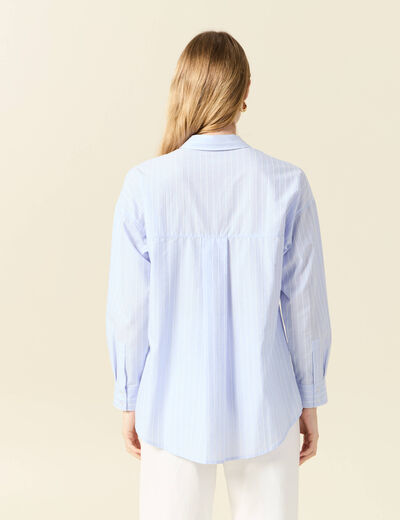 Chemise manches longues bleu pastel femme