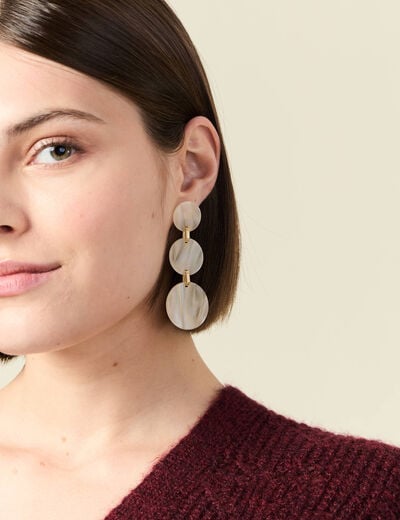 Boucles d'oreilles pendantes ecru femme