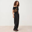 Jeans loose en coton denim gris femme