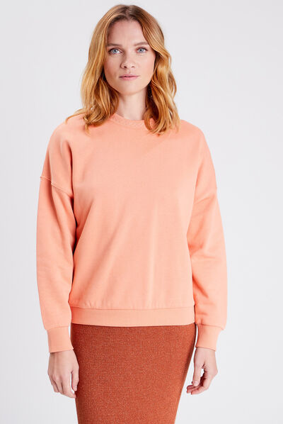 Sweat manches longues rose clair femme
