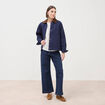 Jeans large cropped taille haute ray&eacute; denim brut femme