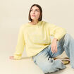 Sweat droit court manches longues jaune pastel femme
