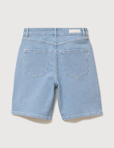 Bermuda large taille haute en jeans denim stone femme