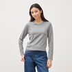 Pull fin col rond manches longues gris clair femme