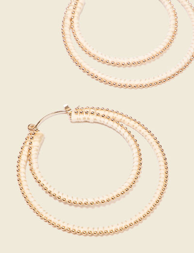 Boucles d'oreilles créoles ecru femme