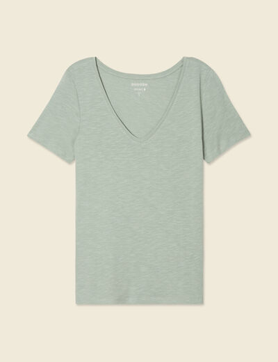T-shirt manches courtes vert kaki femme