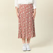 Jupe midi droite fluide bleu gris femme