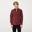 Chemise col classique en velours bordeaux homme
