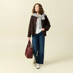 Blouse manches longues col V fluide ecru femme