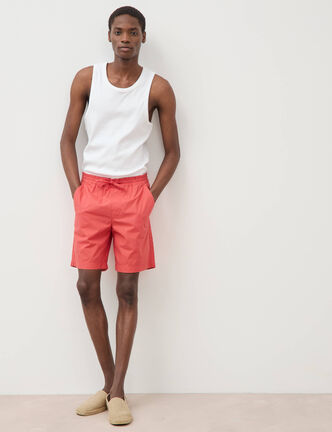 Bermuda en coton rouge corail homme