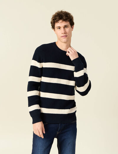 Pull manches longues bleu foncé homme