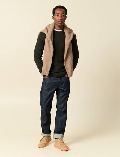 Pull manches longues fabriqu&eacute; en France vert kaki homme