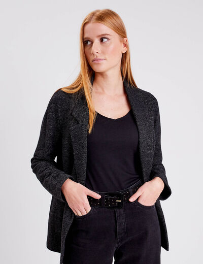Veste droite manches longues noir femme