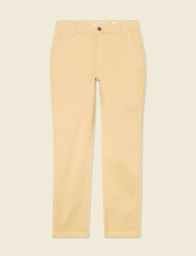 Pantalon chino cigarette beige femme