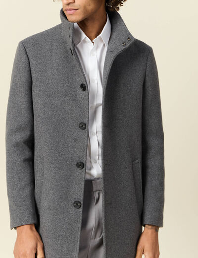 Manteau ajusté boutonné gris foncé homme