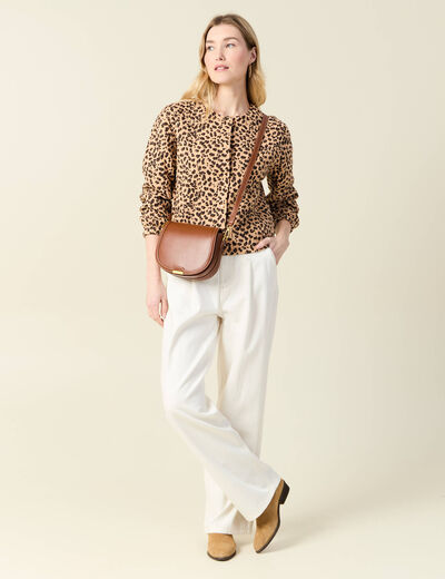Gilet manches longues camel femme