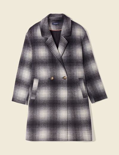 Manteau droit long noir femme