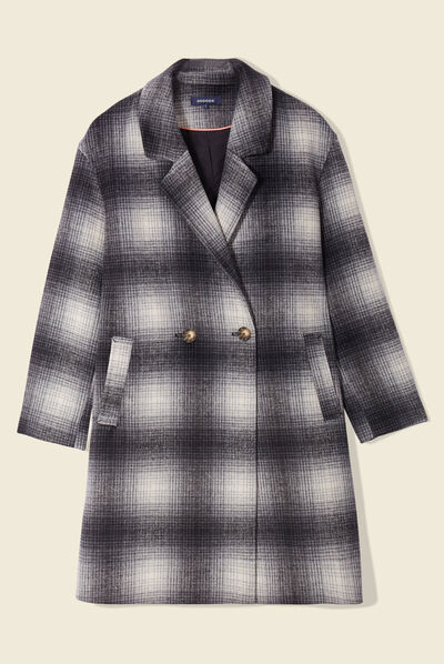 Manteau droit long noir femme