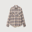 Chemise &agrave; carreaux col am&eacute;ricain vert kaki homme