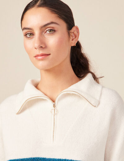 Pull camionneur ecru femme