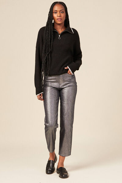 Pull manches longues noir femme