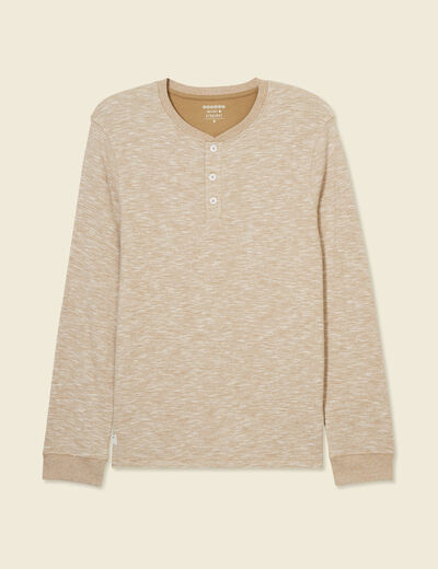 T-shirt en coton manches longues vert kaki homme