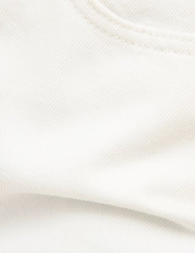 Jeans wide leg taille bascul&eacute;e denim blanc femme