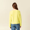 Pull manches longues col rond jaune femme