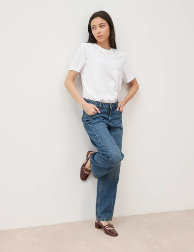 Jeans barrel taille standard bleu femme