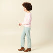 Pull col rond manches longues broderie rose clair femme