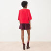 Pull droit manches 3/4 col rond rouge femme