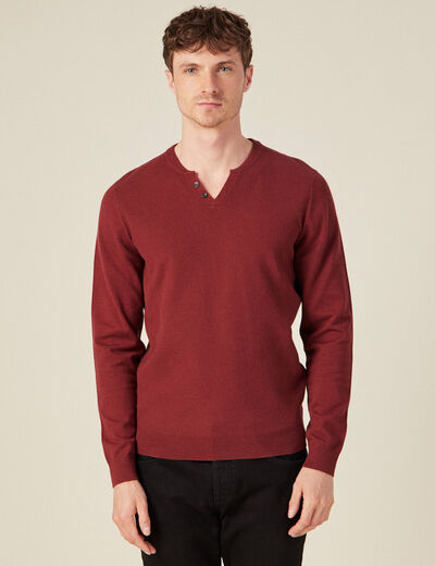 Pull manches longues bordeaux homme