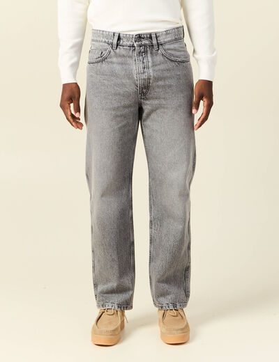 Jeans relax 5 poches denim gris homme