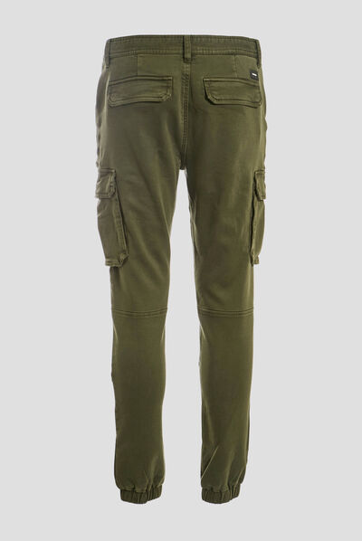 Pantalon cargo taille à cordon vert kaki homme