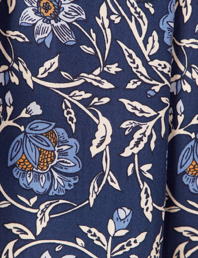 Robe longue droite manches longues bleu femme