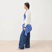 Pull oversize col rond manches longues ecru femme